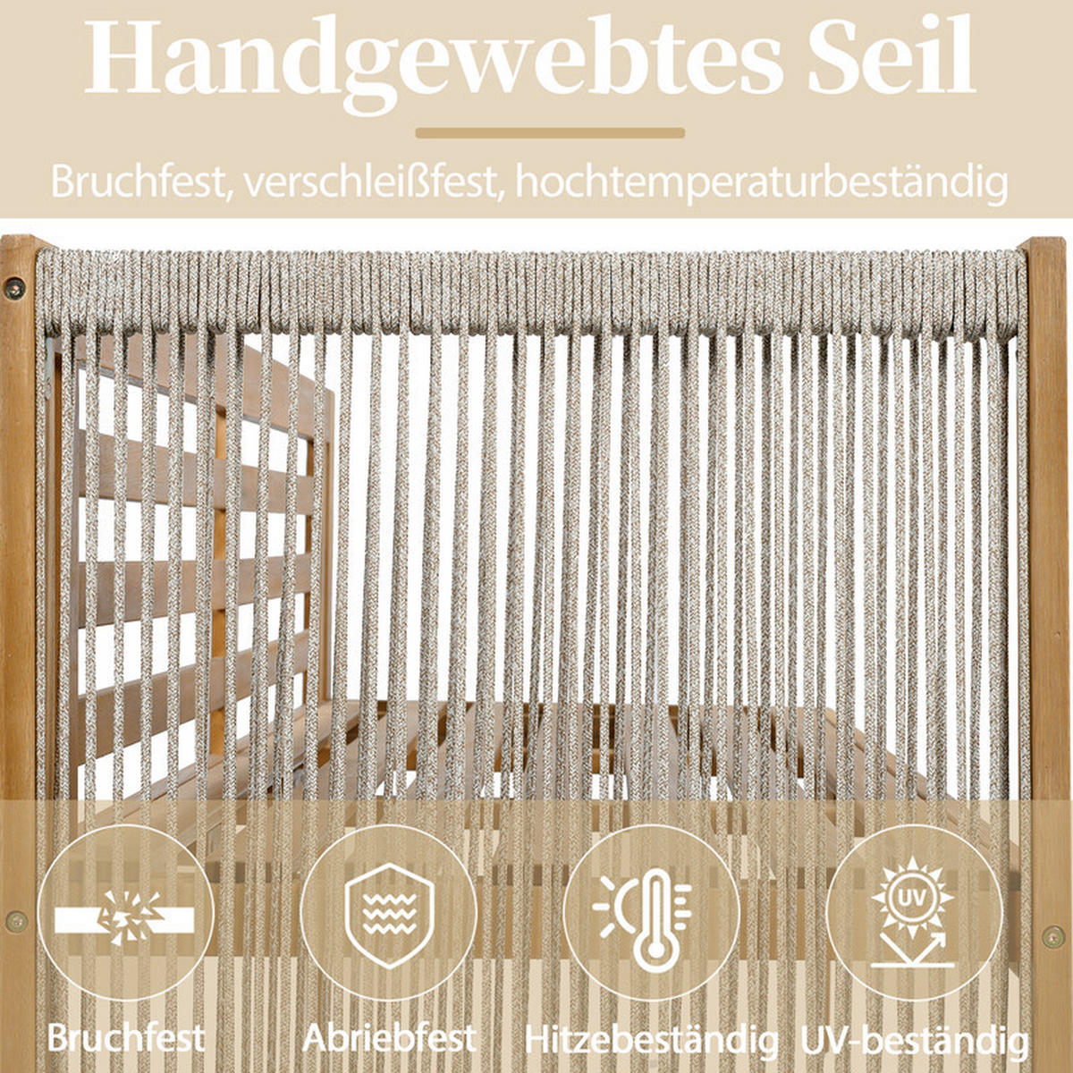 GARTEN-ESSGRUPPE BEIGE 6-teilig mit 3er-Sofa Akazien-Tisch inkl. Kissen - Beige, Textil - BLACKCUP