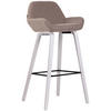 BARHOCKER Newnan, 4-Fuß Gestell weiß (Eiche), Stoff Taupe - Weiß/Grau, Holz/Textil (52/100/51cm) - TPFLiving