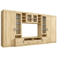 WOHNWAND Savanna mit TV-Lowboard, Vitrinen, 340x198 cm, sonoma - Sonoma Eiche, Metall (50/198/340cm) - Margaret Hadas24