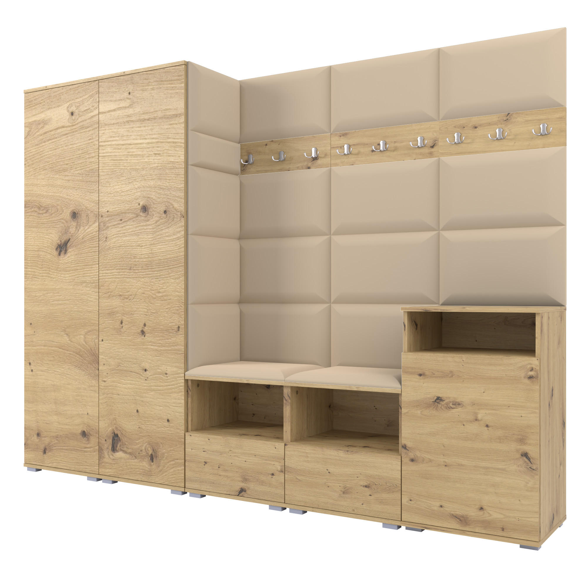 Ravio Garderobe Eiche Artisan, Beige 250x187x40 cm