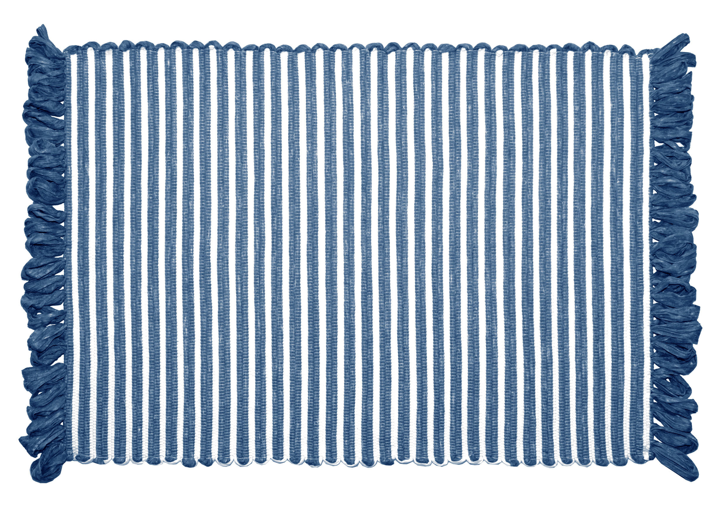 HANDGEWEBTER Läufer 50x70 cm Jeansblau - Dunkelblau, Naturmaterialien/Textil (50/70cm) - Lashuma