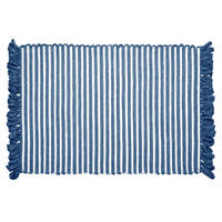 HANDGEWEBTER Läufer 50x70 cm Jeansblau - Dunkelblau, Naturmaterialien/Textil (50/70cm) - Lashuma