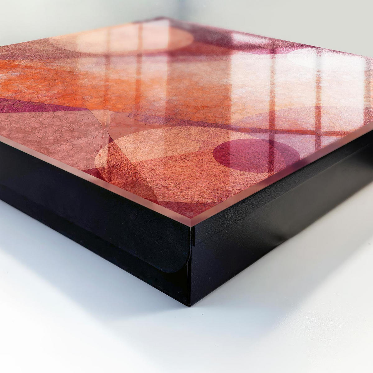 SCHLÜSSELBOX Schwarz 30x30 cm- Türöffnung nach rechts - Die Energie der Abstraktion - Pink, Metall (30/30/5cm) - TULUP