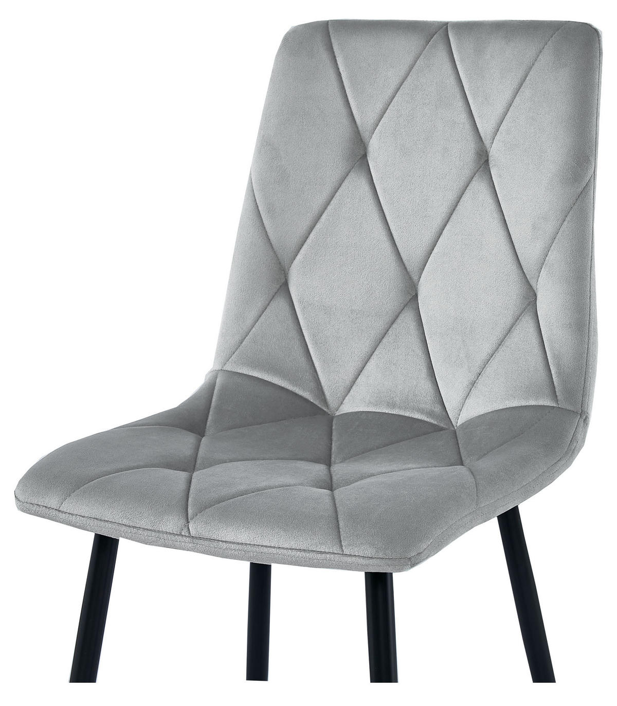 ESSZIMMERSTUHL 2-er Set TYRA silbergrauer Sitz, schwarze Beine - Silberfarben/Schwarz, Textil (44.5/87/54.5cm) - Valora