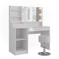 SCHMINKTISCH Sherry Weiß/Weiß Hochglanz 119.8 cm 5 Teile - Weiß Hochglanz, Holzwerkstoff (119.8/76/50.1cm) - Vicco