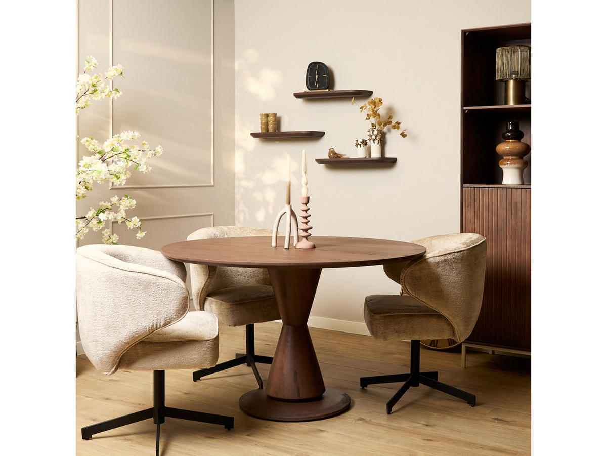 ESSTISCH Mali Walnuss | 130 cm | Rund Durchmesser 130 cm Braun - Braun, Holz (130/130/76cm) - Villa Möbel