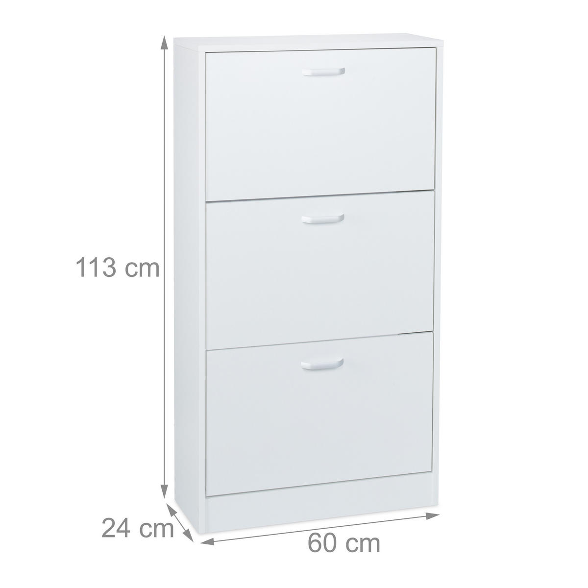 SCHUHSCHRANK - Silberfarben/Weiß, Holzwerkstoff/Kunststoff (60/113/24cm) - Relaxdays