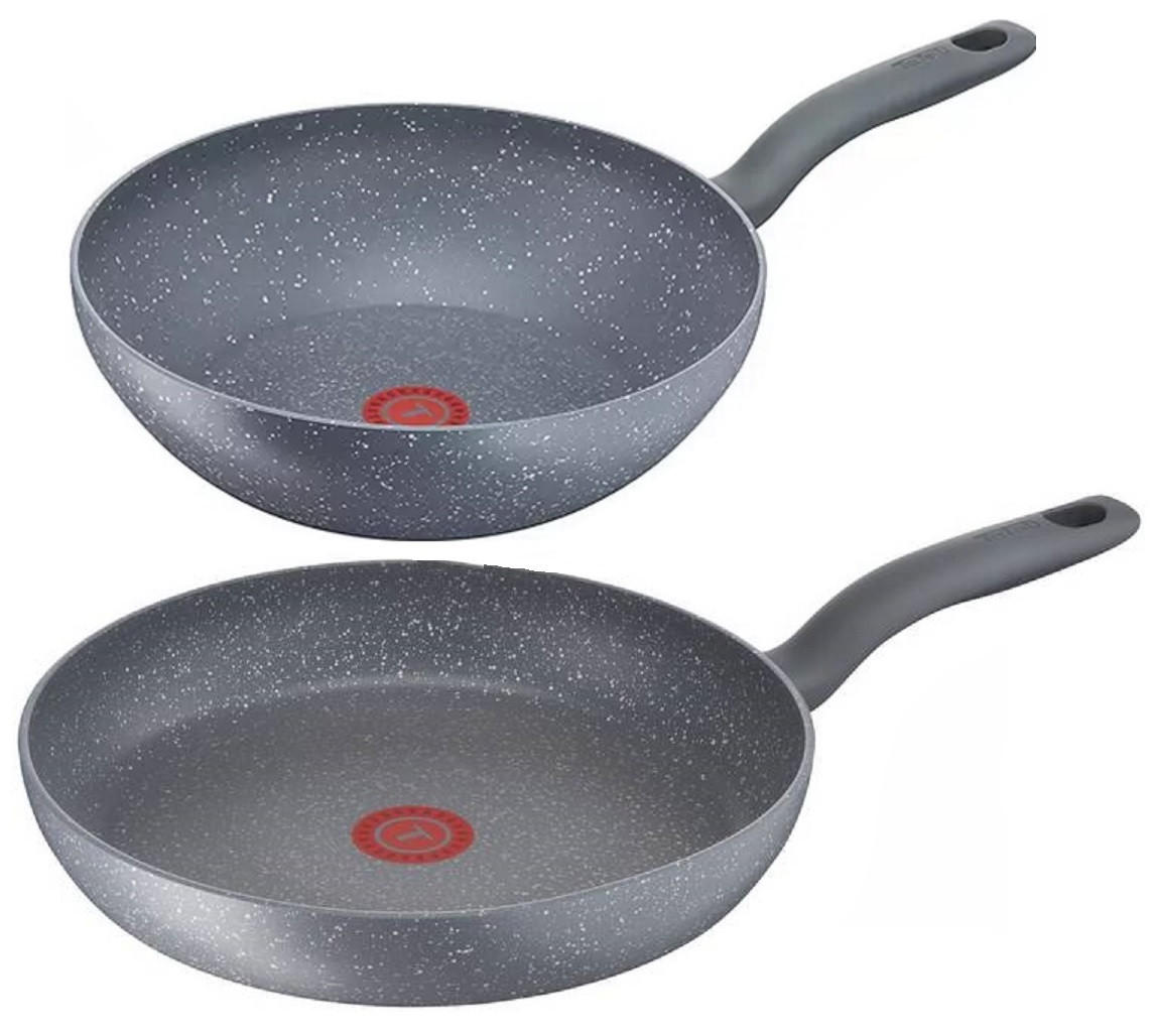 PFANNEN-SET 2-tlg. G13411 Healty Grau - Dunkelgrau, Keramik/Metall - Tefal