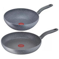 PFANNEN-SET 2-tlg. G13411 Healty Grau - Dunkelgrau, Keramik/Metall - Tefal