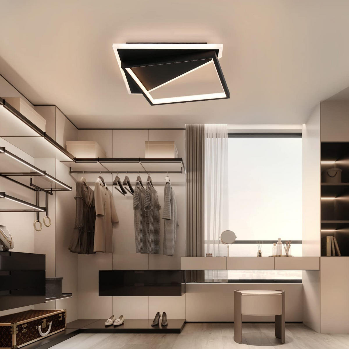 LED-DECKENLEUCHTE Kesselgrimm 35.0/5.5/35.0 cm - Schwarz, Metall (35/35/5.5cm) - ZMH