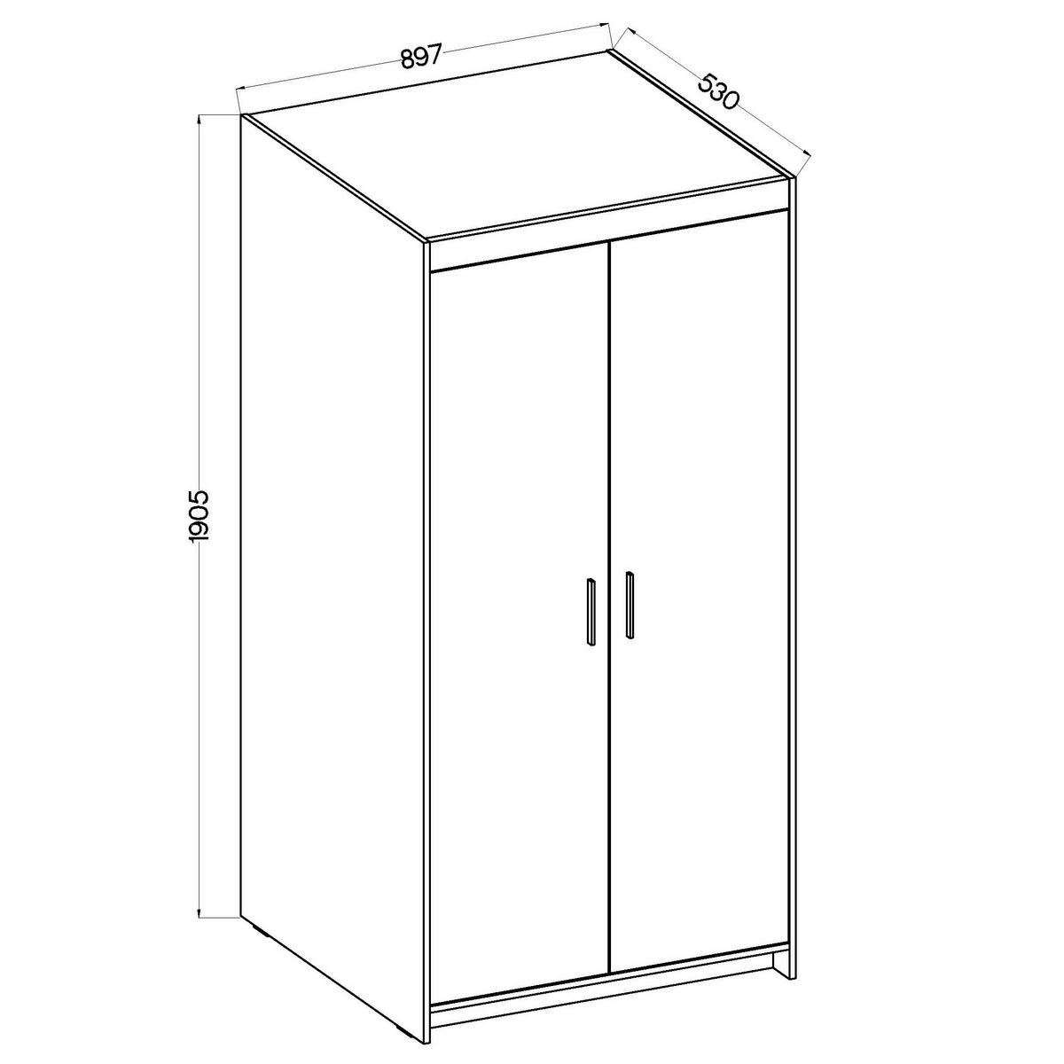 DREHTÜRENSCHRANK ELENORA 89,7/190,5/53cm 2-türig Sonoma Eiche - Sonoma Eiche, Holzwerkstoff (89.7/190.5/53cm) - MASSENO