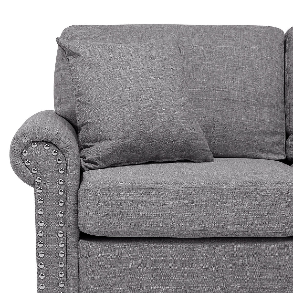 3-SITZER-SOFA Polyester Grau Otra - Hellgrau, Textil (195/84/76cm) - Beliani