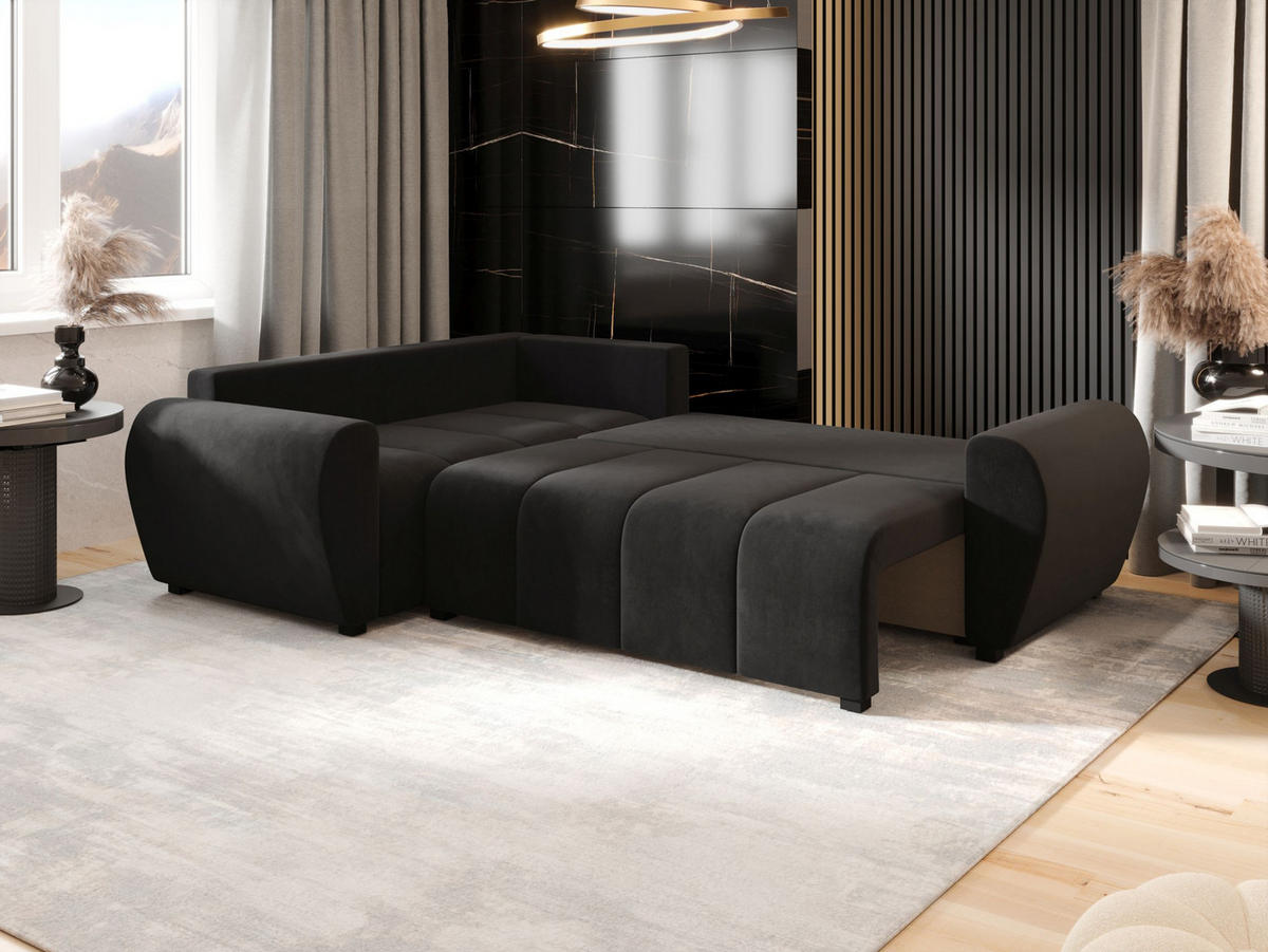 ECKSOFA MOLISA L PLUS Itaka 27 Rechts mit Schlaffunktion - Dunkelgrau, Textil (235/175cm) - Bedante