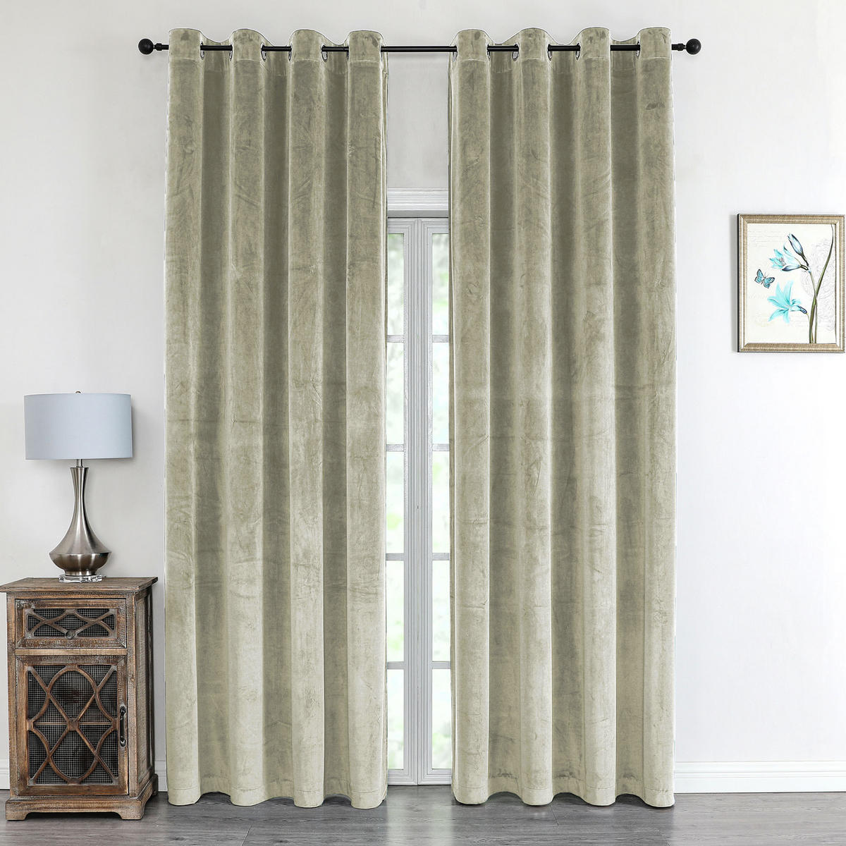 VORHANG Ösen Samt 300/245 cm Sand Beige - Sandfarben, Textil (300/245/245cm) - TiborTex