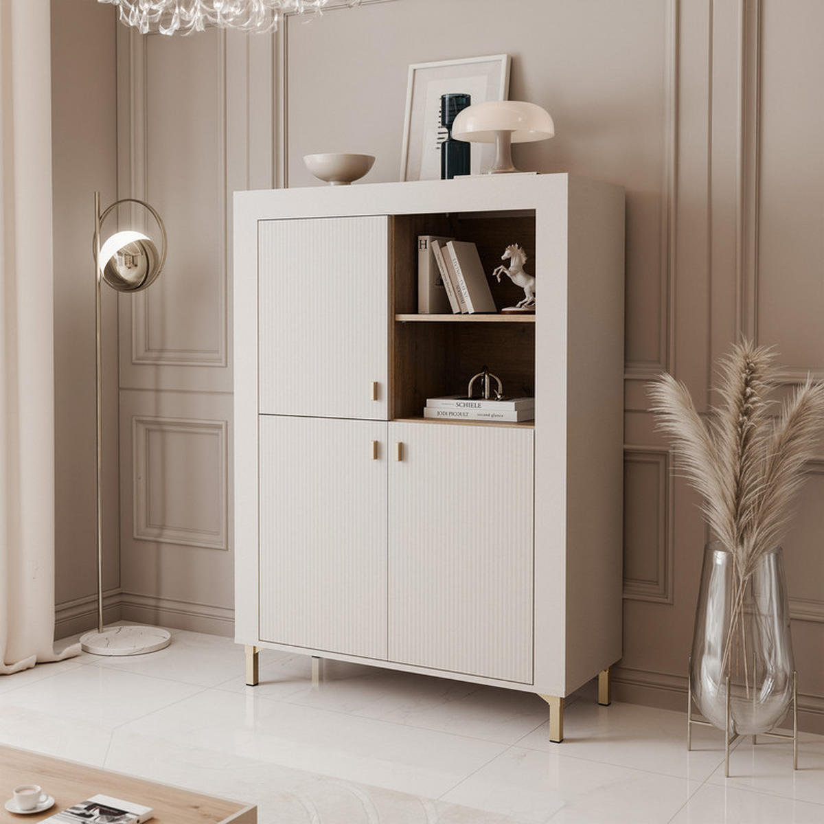 HIGHBOARD AVENA 97/40/136 cm, Kaschmir / Eiche - Kaschmir, Holzwerkstoff/Kunststoff (97/136/40cm) - Idohome