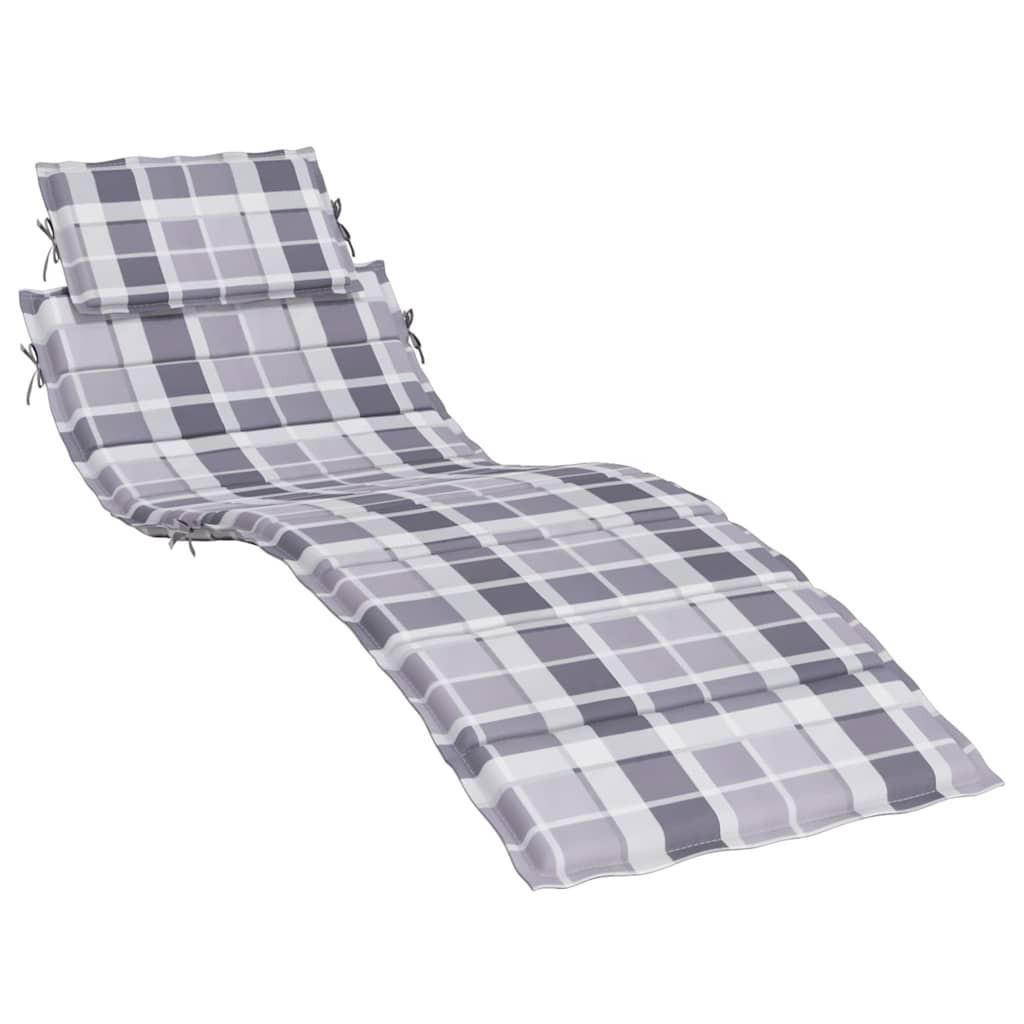 SONNENLIEGEN-AUFLAGE Grau Karomuster 186/58/4 Cm Oxford-Gewebe - Eukalyptusholzfarben, Textil (58/4/186cm) - vidaXL