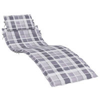 SONNENLIEGEN-AUFLAGE Grau Karomuster 186/58/4 Cm Oxford-Gewebe - Eukalyptusholzfarben, Textil (58/4/186cm) - vidaXL