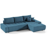 ECKSOFA Draco L blau rechts - Chromfarben/Blau, Textil/Metall (267/186cm) - Beautysofa