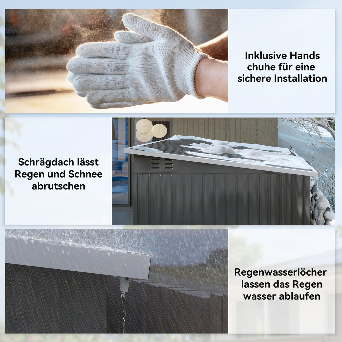 METALLSCHUPPEN DE-08114 mit Fenster, breite Tür Dunkelgrau - Dunkelgrau, Metall (177/190/260cm) - ComfortXL