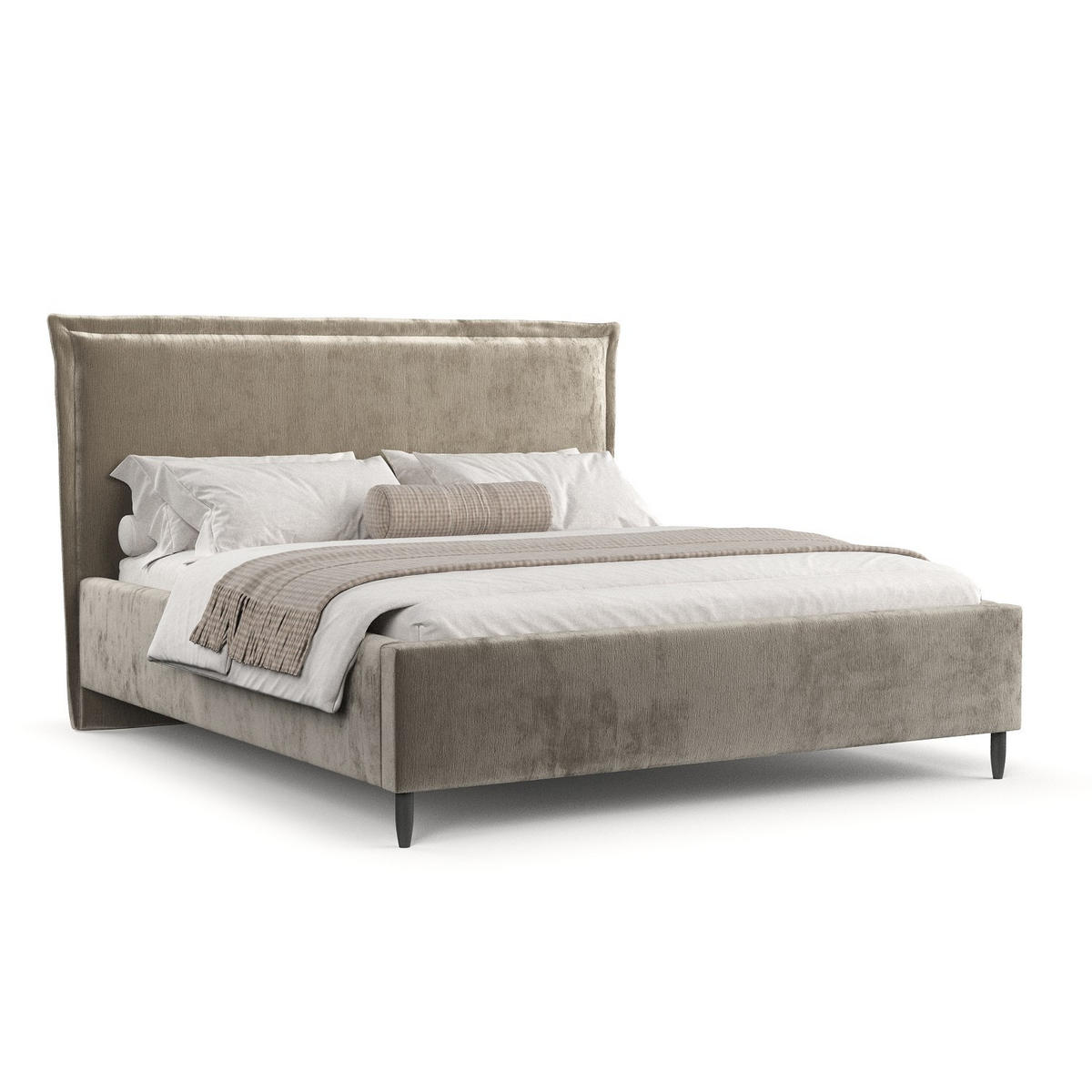 POLSTERBETT Cape Cod Beige 140/200 cm im Chenille-Stoff - Beige/Schwarz, Holz/Holzwerkstoff (140/200cm) - Maison de Reve