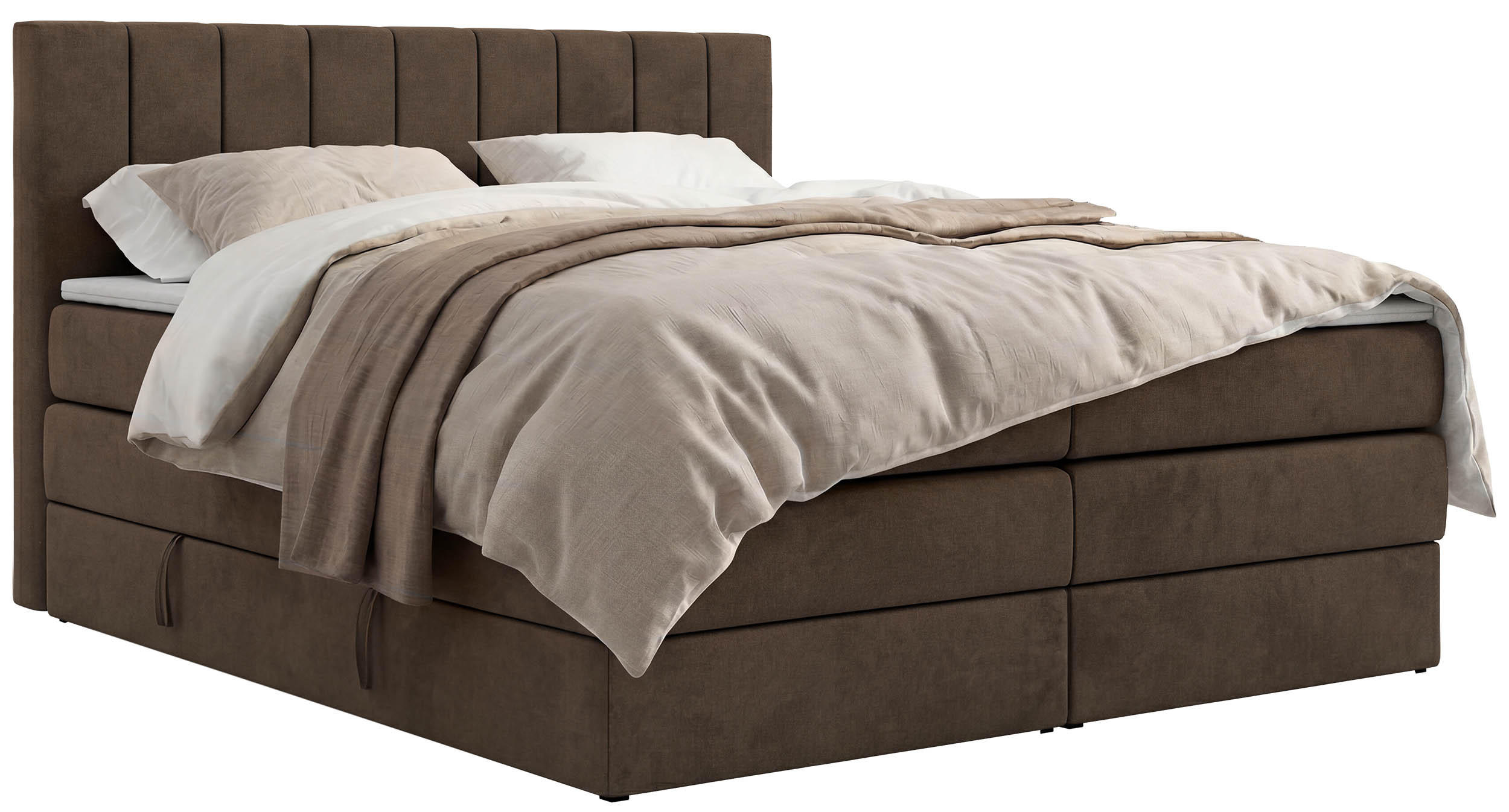 BOXSPRINGBETT ALVER KING 140/200 - Braun Velvet - H4 - Braun, Textil (140/200cm) - MKS