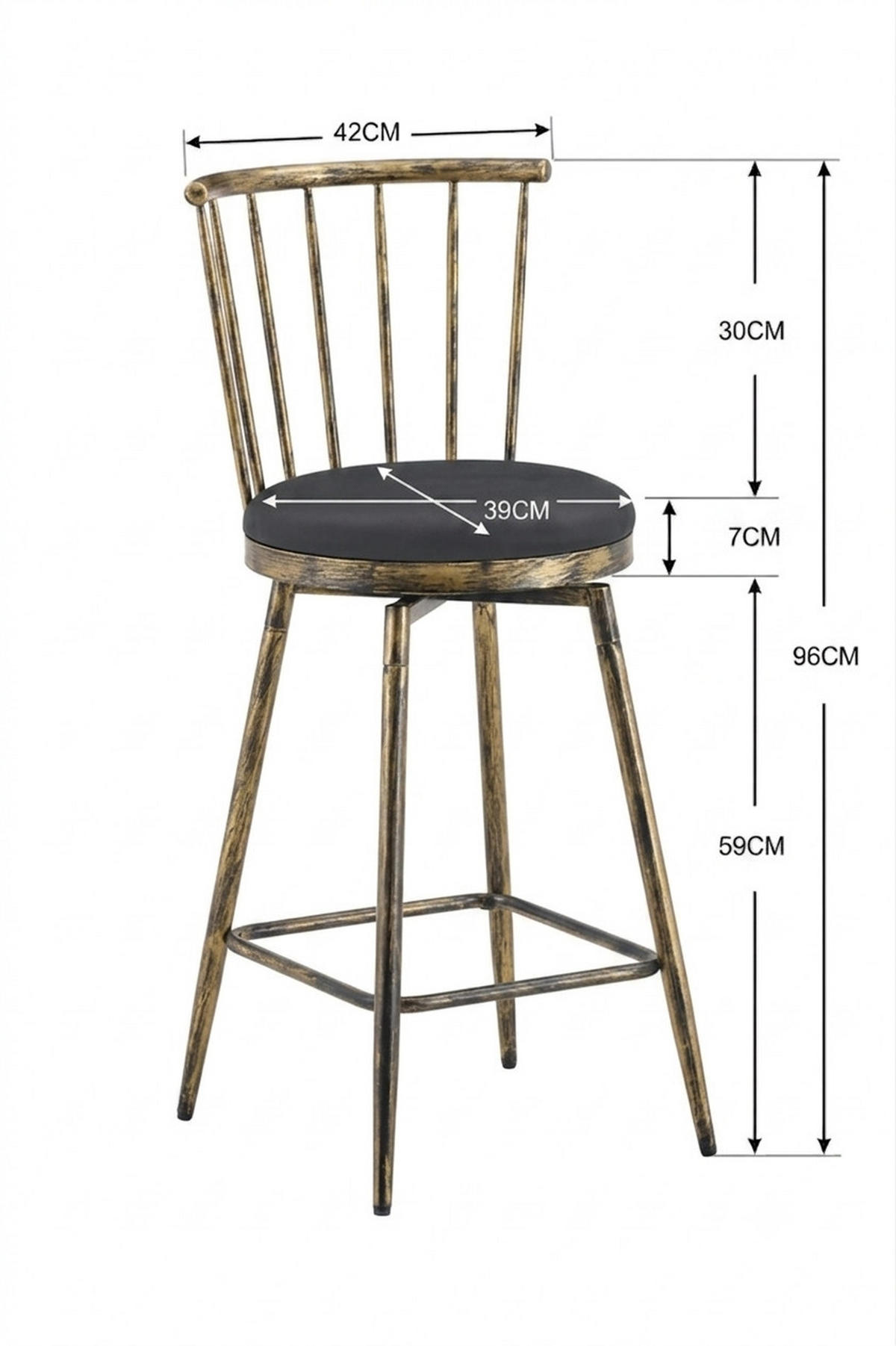 BARHOCKER 2er-Set Schwarz & Braun mit Rückenlehne und gepolstertem Sitz - Schwarz, Leder (39/96/39cm) - PANGIVO