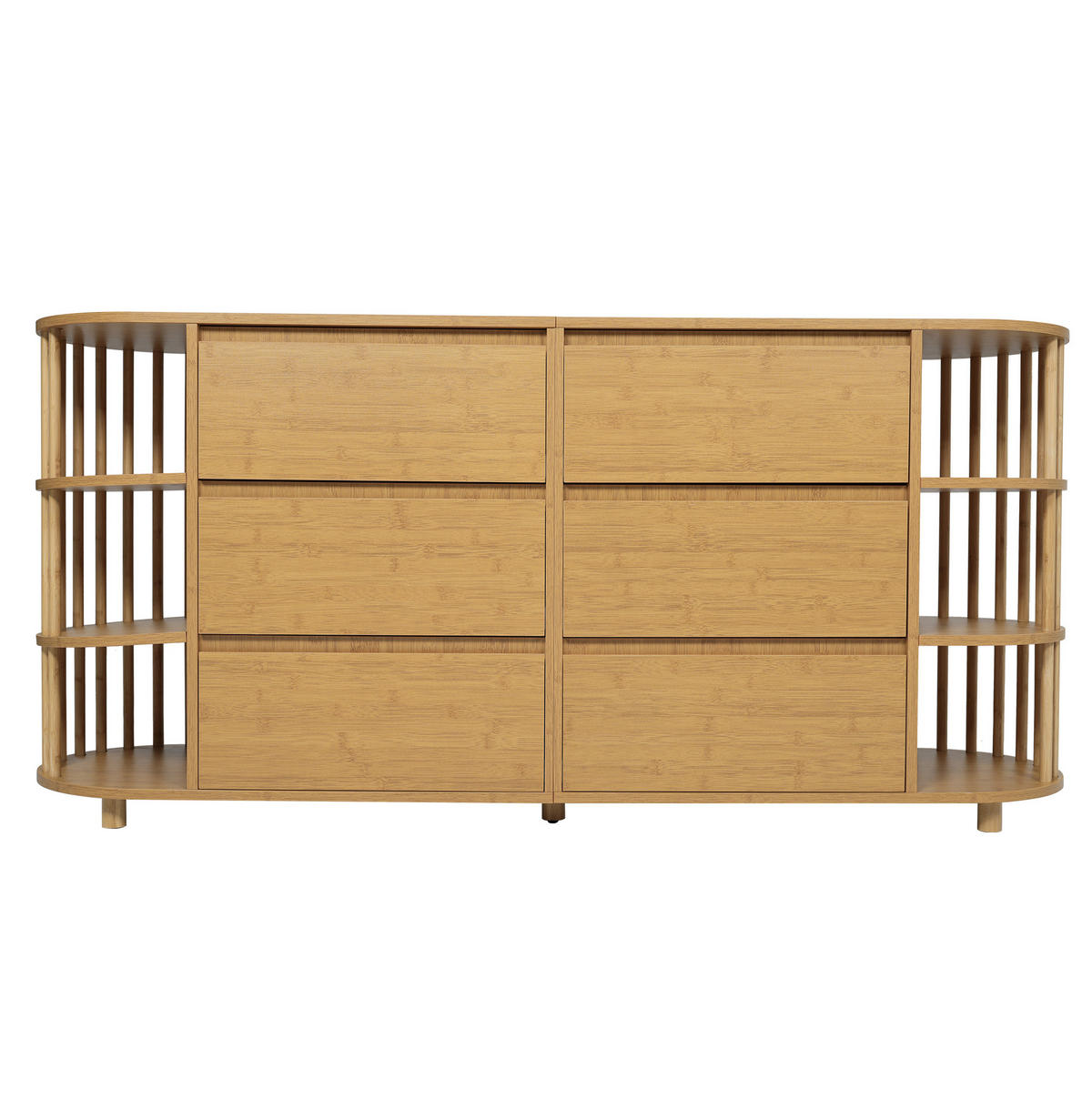 SIDEBOARD 160/40/75 cm Eiche aus MDF und Bambus mit 6 Schubladen - Naturfarben, Holzwerkstoff (40/75/160cm) - OKMYHOME