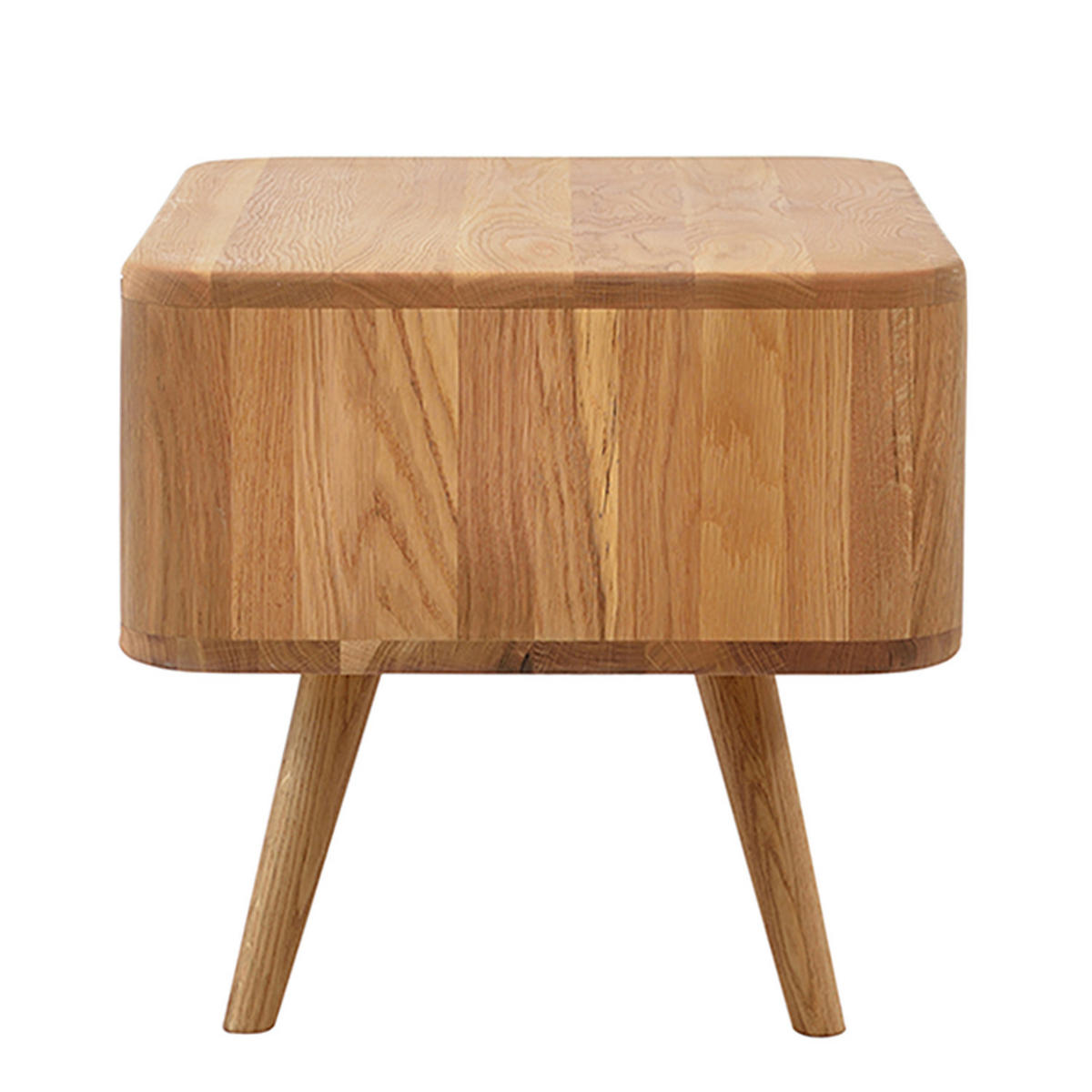 NACHTKOMMODE - Wildeiche teilmassiv - Weiß / Wildeiche - Wildeiche, Holz/Holzwerkstoff (55/40/42cm) - home24