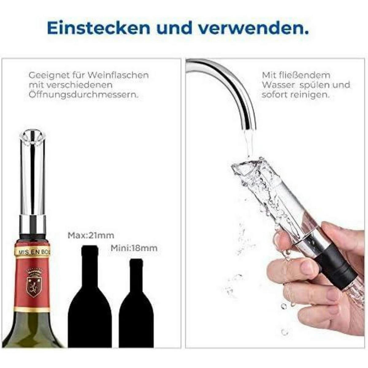 WEINDEKANTER Tropffrei Schnellbelüftung AS-Material - Transparent, Kunststoff (5.6/17.4cm)