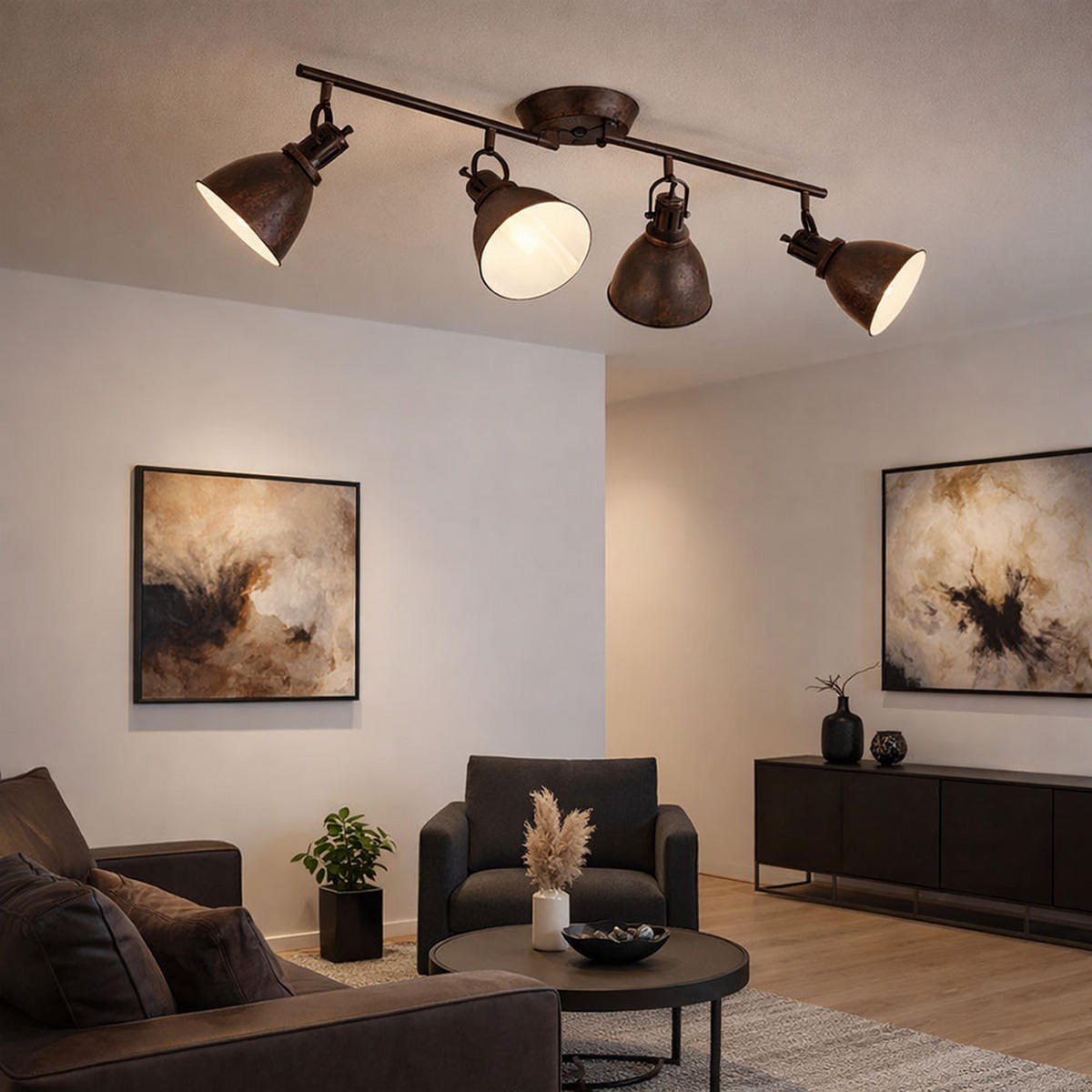 LED DECKENLEUCHTE Metall Rostoptik Braun - Braun, Metall (80/15/20cm) - Globo Lighting