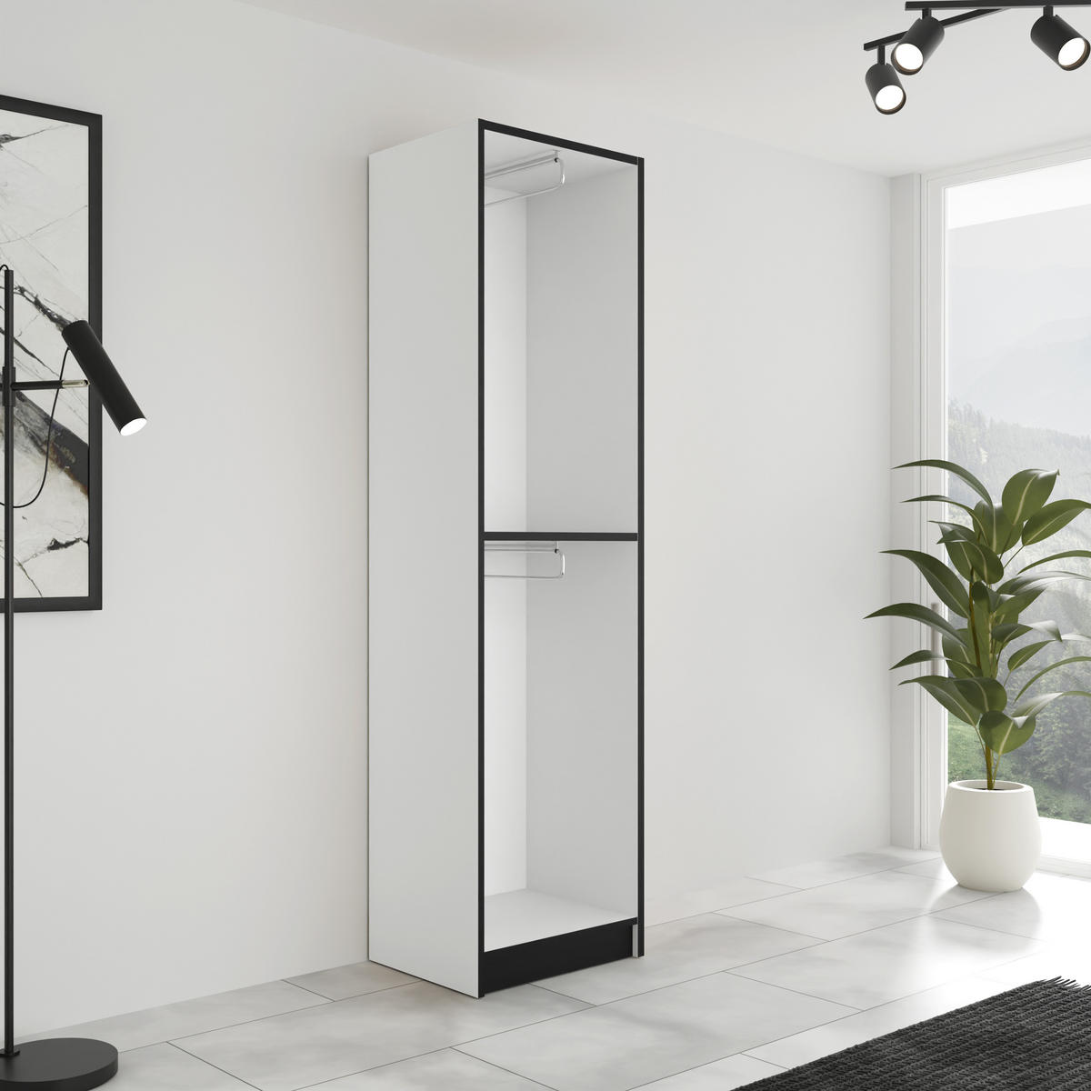 DREHTÜRENSCHRANK ROJ MIT AUFSATZ 1D weiß - Weiß, Holzwerkstoff (54/247/39cm) - Kier Furniture