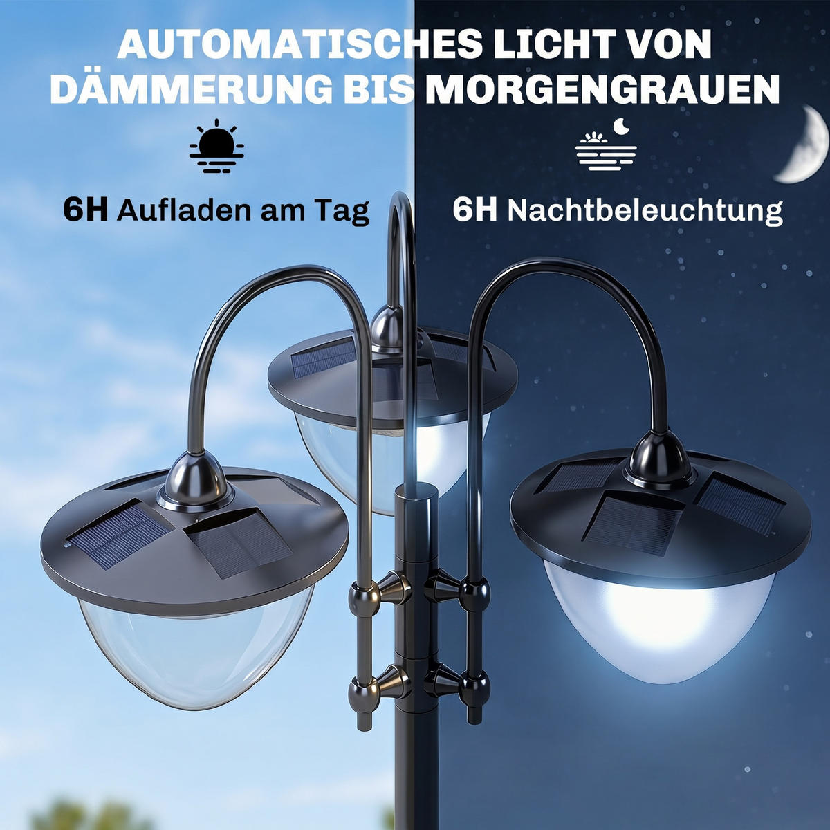 GARTENLATERNE, Schwarz, PP, ABS, Edelstahl, Aluminiumlegierung - Schwarz, Metall (60/55/189cm) - Outsunny