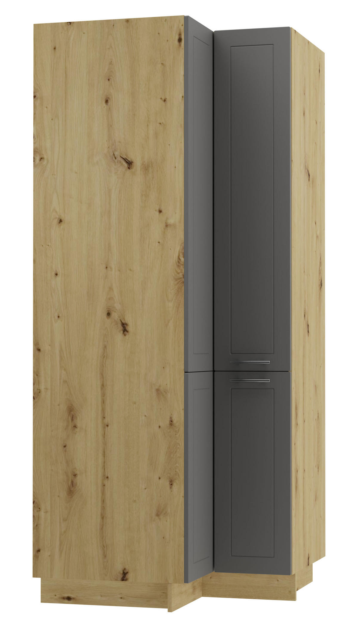 ECKVORRATSSCHRANK Kvantum D24N/207 Eiche Artisan / Graphit Matt - Graphitfarben/Eiche Artisan, Holz/Holzwerkstoff (90/207/90cm) - Feldmann-Wohnen