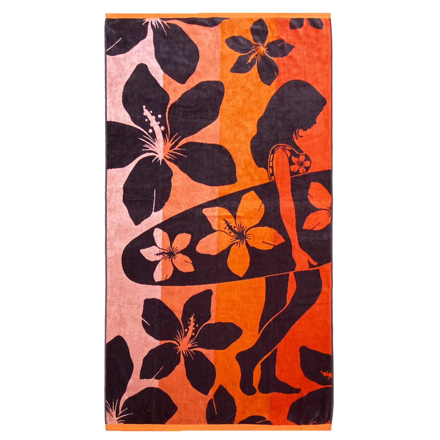 STRANDTUCH Frottee Velours Jacquard Orange 90x170 400g/m² - Moody - Orange, Textil (170/90cm) - LE COMPTOIR DE LA PLAGE