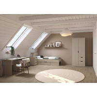 JUGENDZIMMER Frieda in Beige 5-teilig mit 2 türigem Kleiderschrank mit Schubkästen, 90er Jugendbett, Nachttisch, Schreibtisch mit Container - Beige, Holzwerkstoff (80/200/120cm)