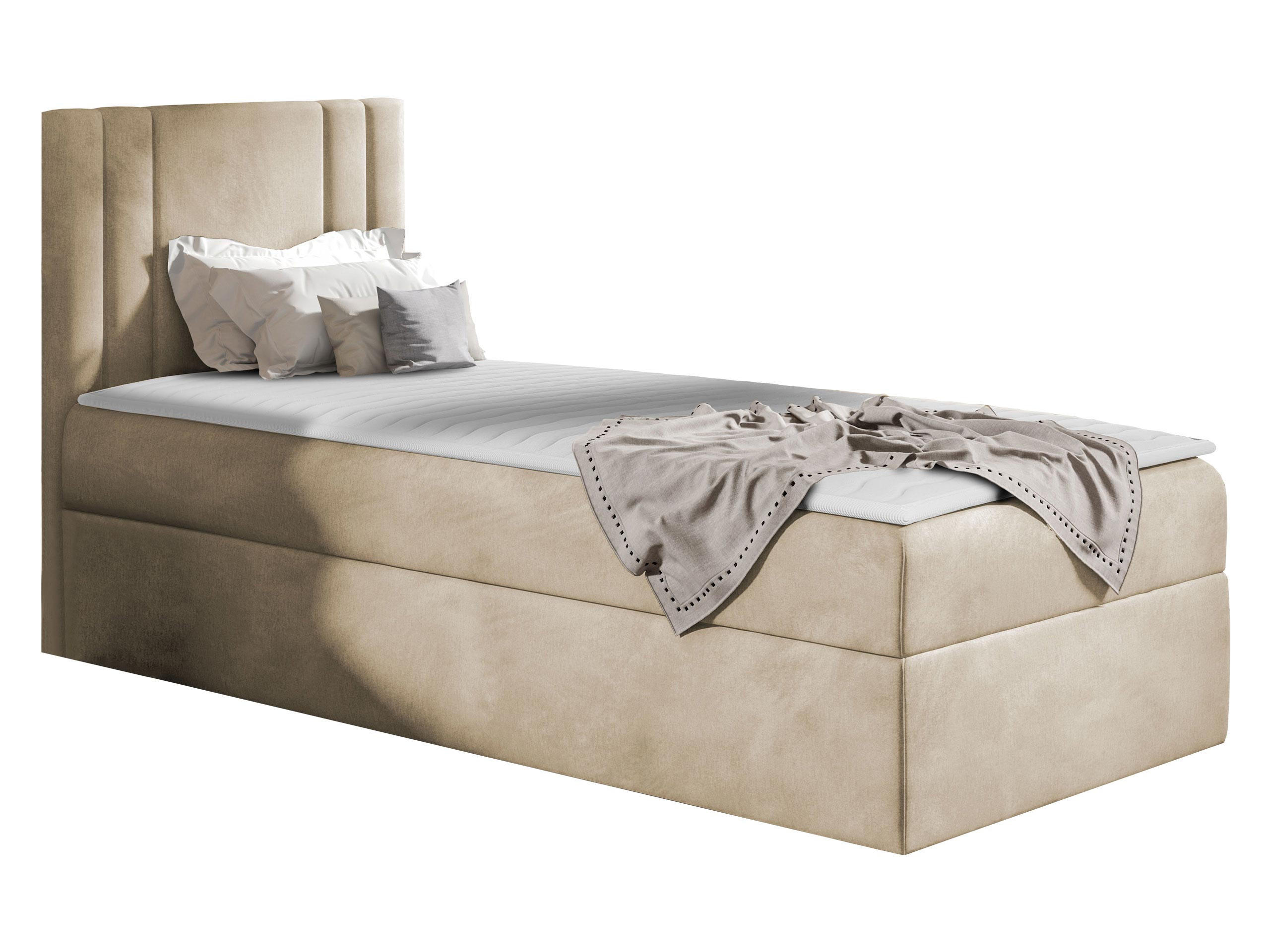 BOXBETT Carmen Mini, Seite zum Öffnen des Bettkastens: Links - Naturfarben, Holz (100/200cm) - MIRJAN24