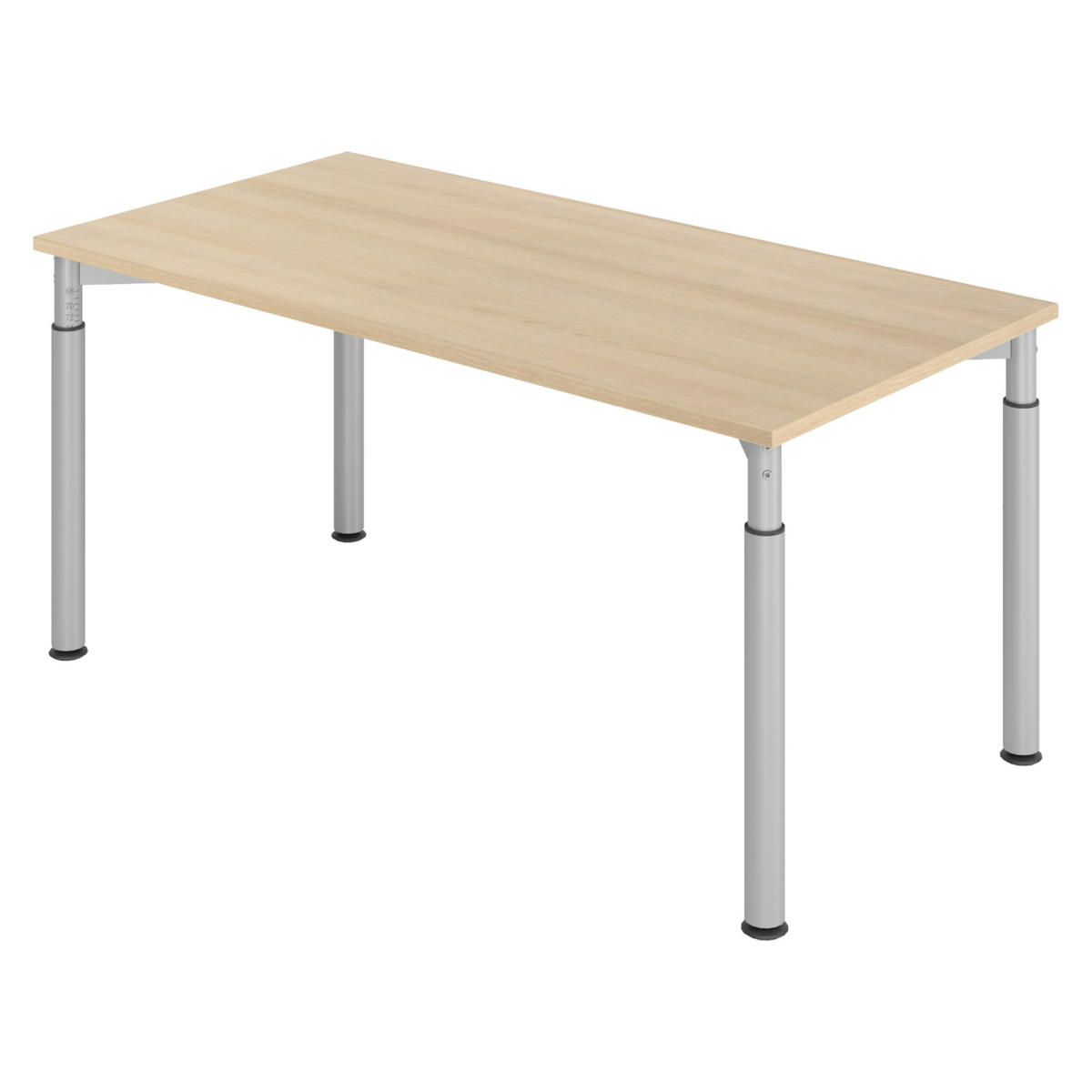 SCHREIBTISCH Serie-Y 80/160/74 cm in Eichefarben/Silberfarben - Eichefarben/Silberfarben, Holzwerkstoff (80/160/74cm) - bümö