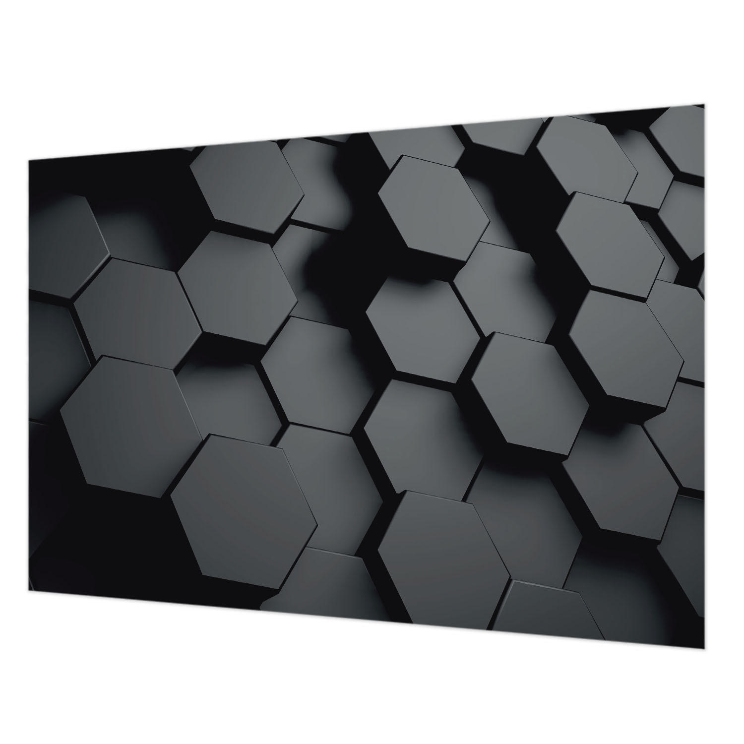 FOTOTAPETE 152x104 cm - 3D-Sechsecke - Schwarz, Textil (152/104cm) - Wallfluent