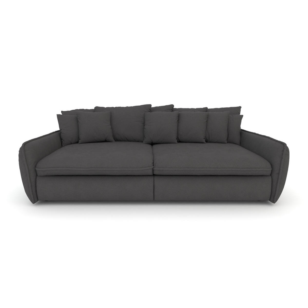 BIGSOFA Hereford Flachgewebe Dunkelgrau inkl. 11 Kissen 234/131/61 cm - Dunkelgrau, Kunststoff/Textil (234/61/131cm) - foamnova