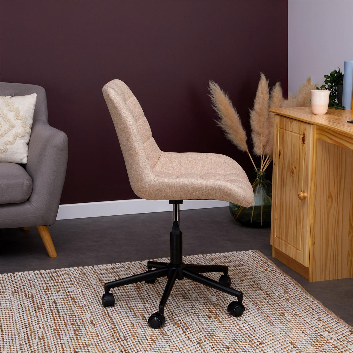DREHSTUHL TALIA - Beige, Textil (53/89/61cm) - IDIMEX