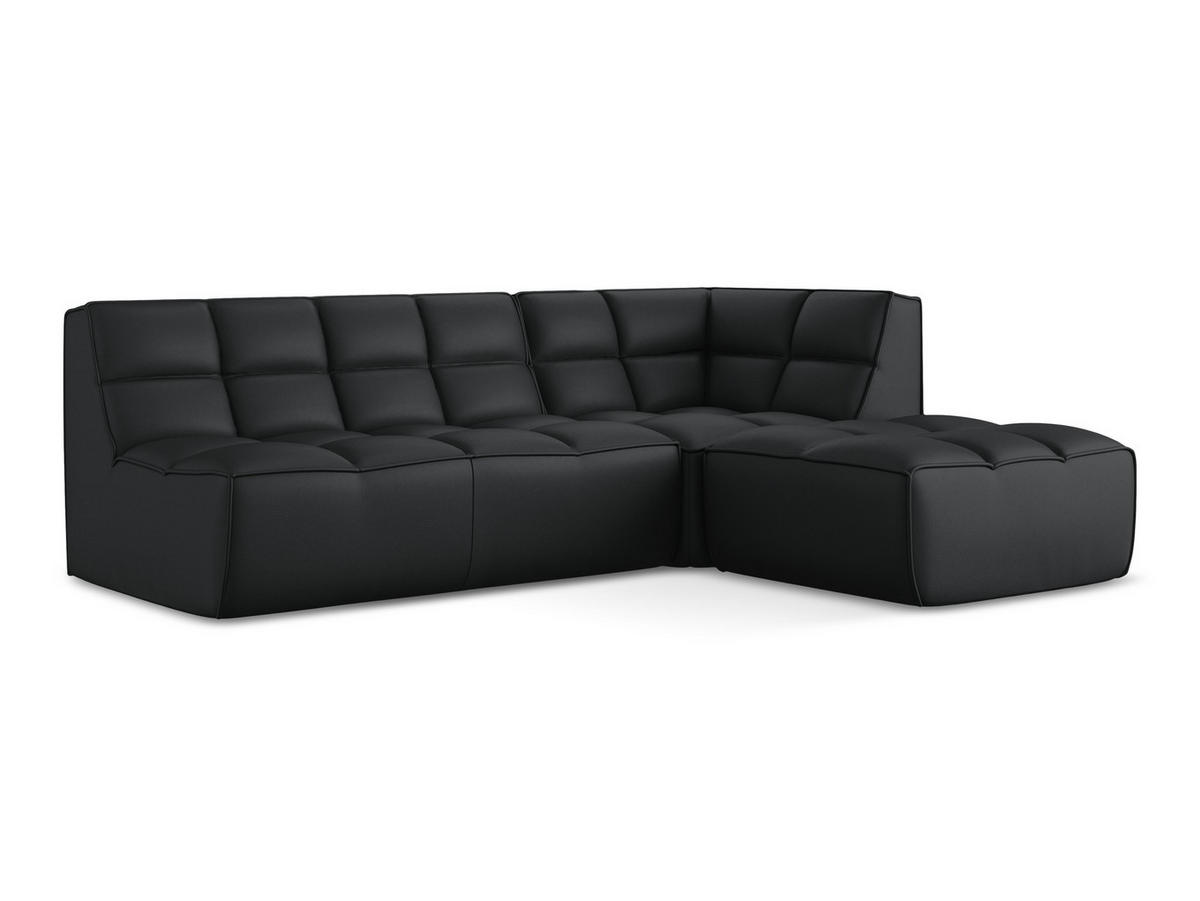 ECKSOFA Beidseitig Kunstleder Schwarz - Schwarz/Grau, Leder/Kunststoff (258/178cm) - Makamii