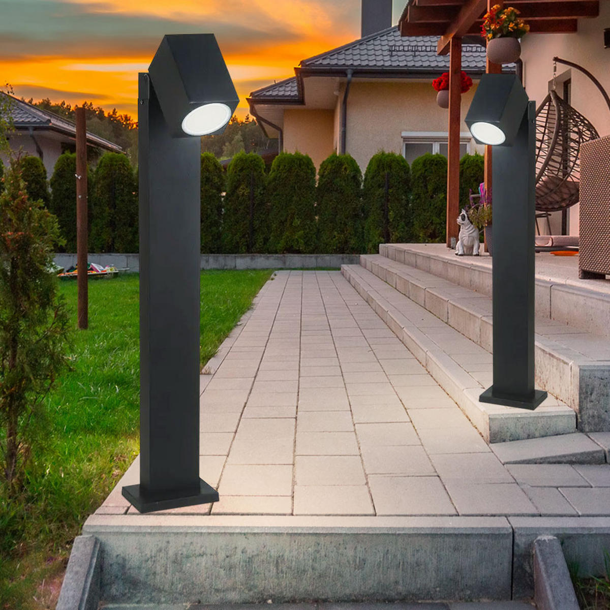 LED STEHLEUCHTE Schwarz Metall 2er Set - Schwarz, Metall (11.75/10.5/80cm)