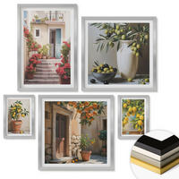 WANDBILDER 5er Set - 50x50 cm & 20x30 cm & 40x60 cm Silberner Rahmen - Italienische Zitrus-Modeplakate - Silberfarben, Kunststoff (40/60cm) - ArtPrintCave