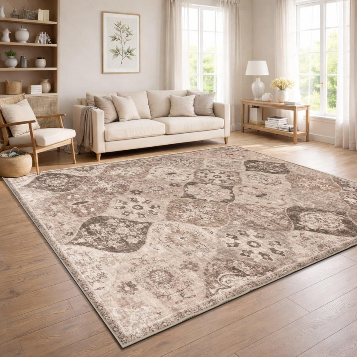KURZFLOR-TEPPICH SEMER 421 TAUPE 240X340 - Taupe, Kunststoff (240/340cm) - Paco Home