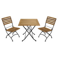 KLAPPGARTEN-GARNITUR Jakami 3-teilig aus Teakholz - Stahlgestell in schwarz pulverbeschichtet - wetterfest - FSC®-zertifiziert - Schwarz, Holz - TPFGarden