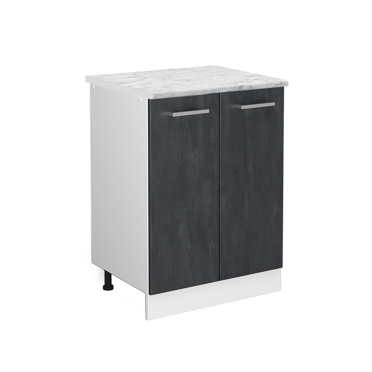 KÜCHENUNTERSCHRANK KÜCHENSCHRANK R-Line Schwarz Beton 60 cm AP Marmor - Schwarz/Weiß, Holzwerkstoff (60/81.6/60cm) - Vicco