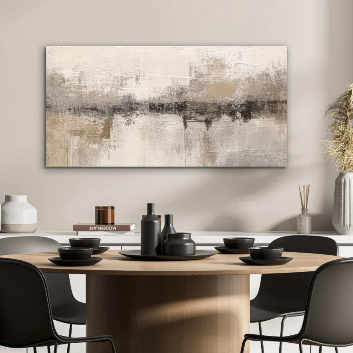 KOVOVÝ OBRAZ Moderné umenie - Abstraktné - Béžové 80x40 cm - béžová, kov (80/40cm) - MuchoWow