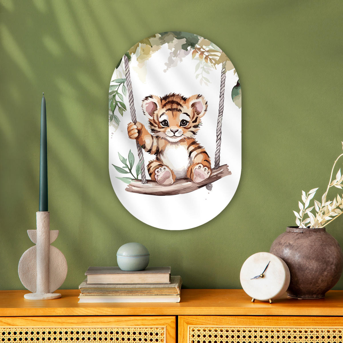 WANDBILD Tiger - Tier - Kinder - Dschungel 40x60 cm - Dunkelorange, Kunststoff (40/60cm) - MuchoWow