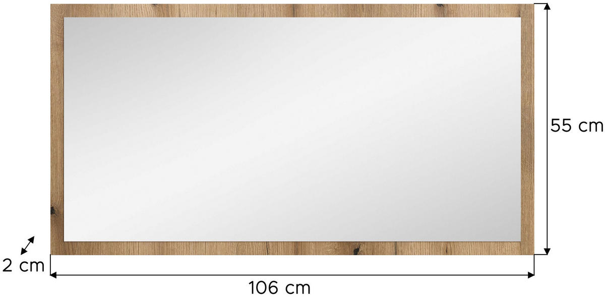 SPIEGEL Station Evoke Oak Nachbildung - Braun, Holzwerkstoff (106/55/2cm) - Xonox