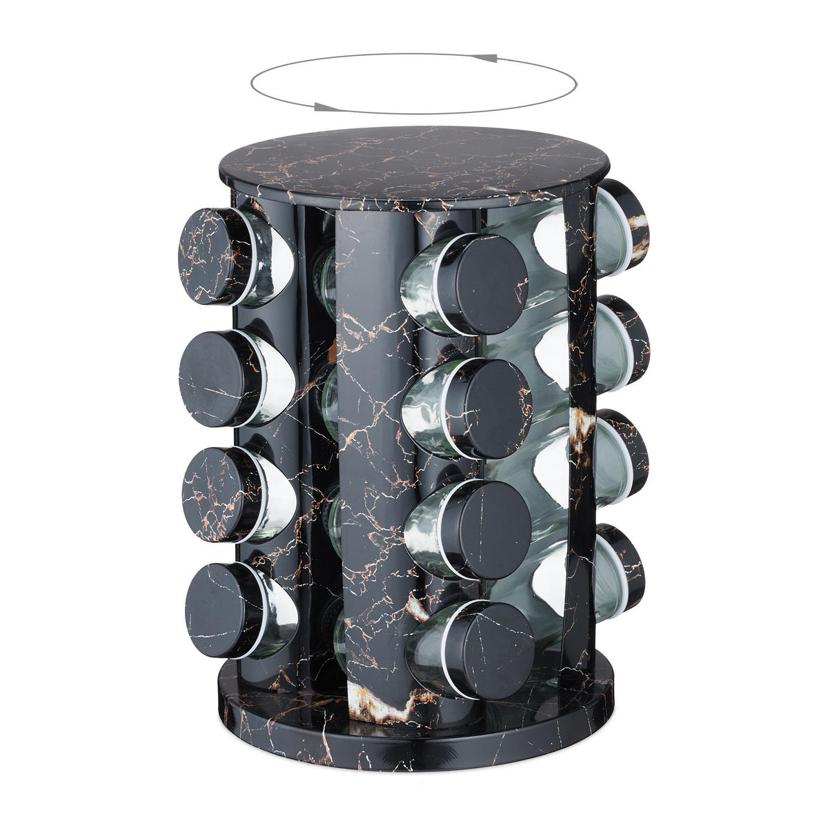 17tlg.GEWÜRZKARUSSELL - Multicolor, Glas/Kunststoff (19/27.5/19cm) - Relaxdays